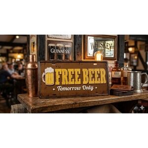 12x6 Metal License Plate "Free Beer"